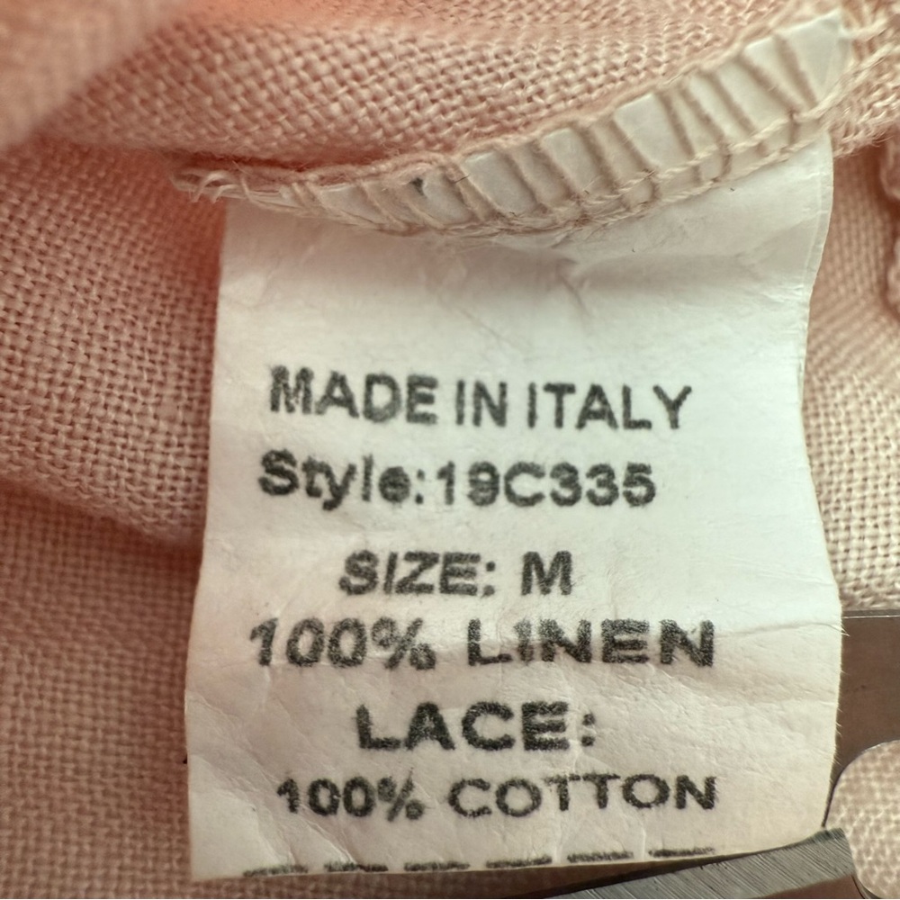 Francesca Bettini 100% linen light pink sleeveless ruffle eyelet top sz Medium - Picture 7 of 11
